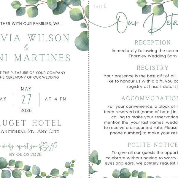 Eucalyptus Foliage Wedding Invitations