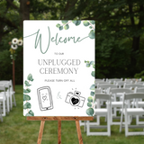 eucalyptus foliage unplugged ceremony sign - personalised wedding signs