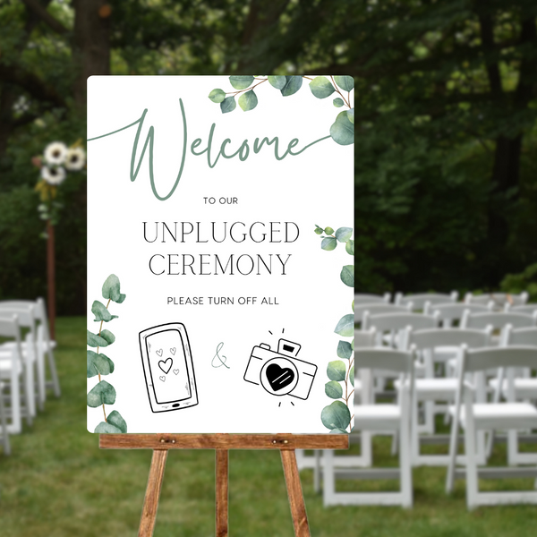 Eucalyptus Foliage Unplugged Ceremony Sign