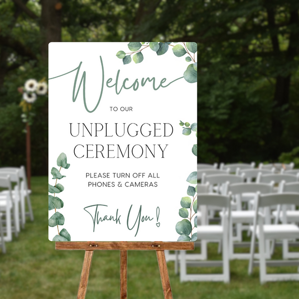 Eucalyptus Foliage Unplugged Ceremony Sign