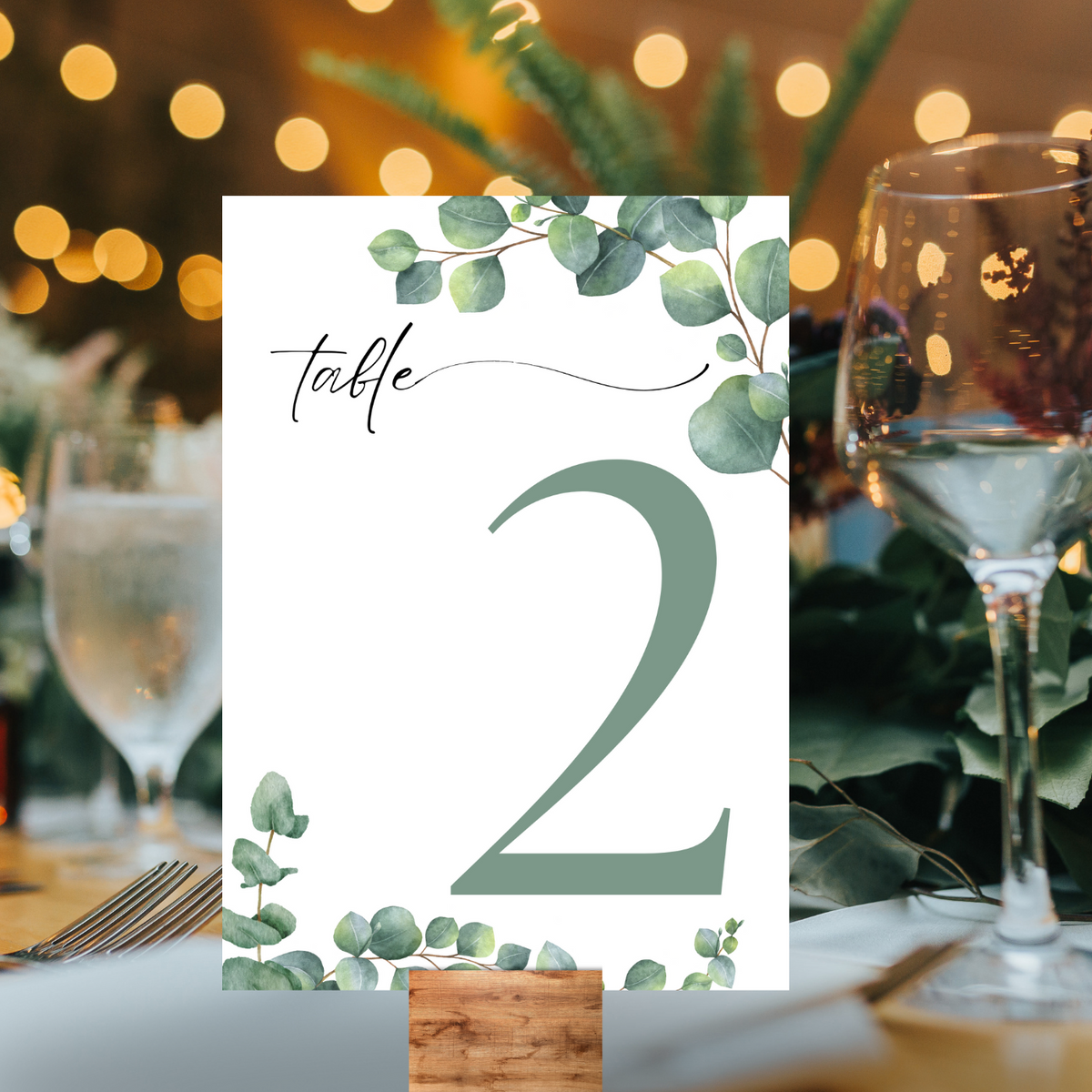 eucalyptus table number signs - wedding table numbers