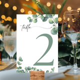 eucalyptus table number signs - wedding table numbers