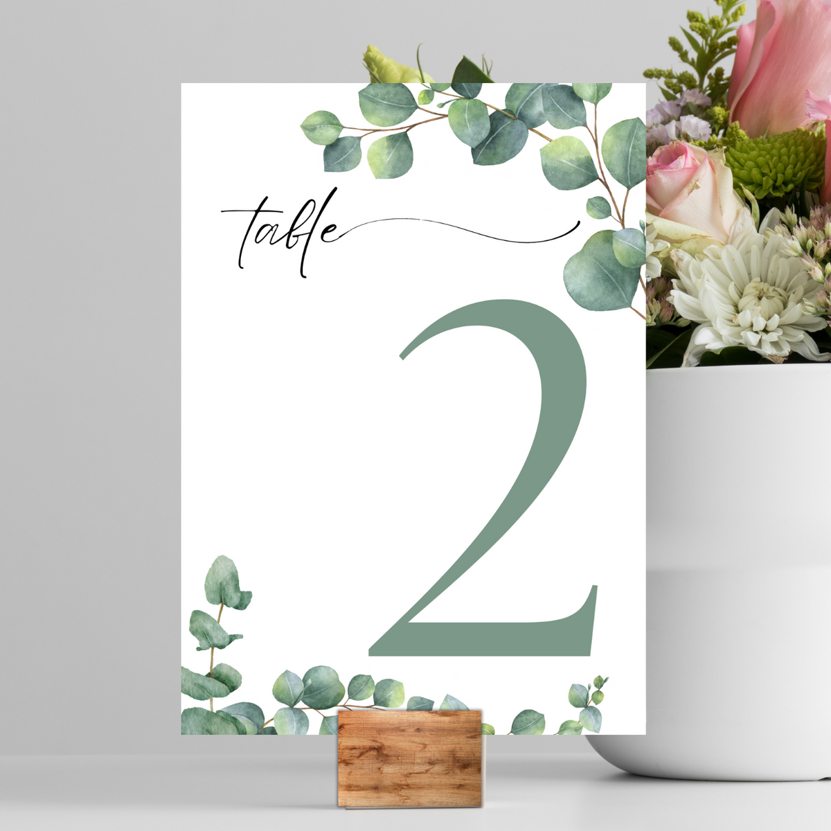 eucalyptus table number signs - wedding table numbers