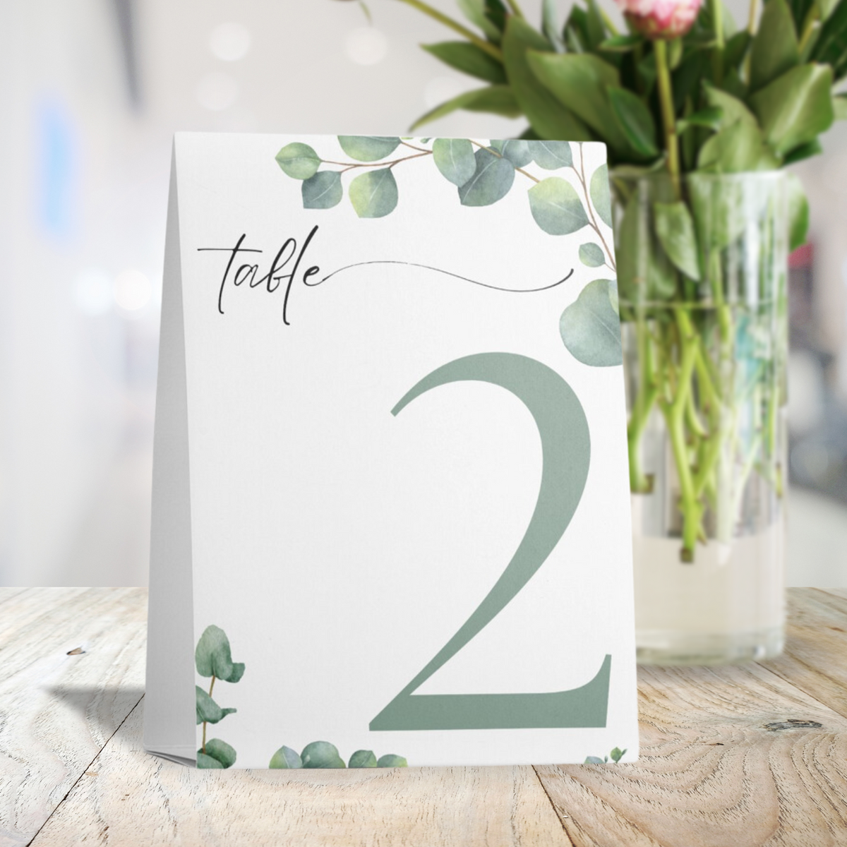 eucalyptus table number signs - wedding table numbers