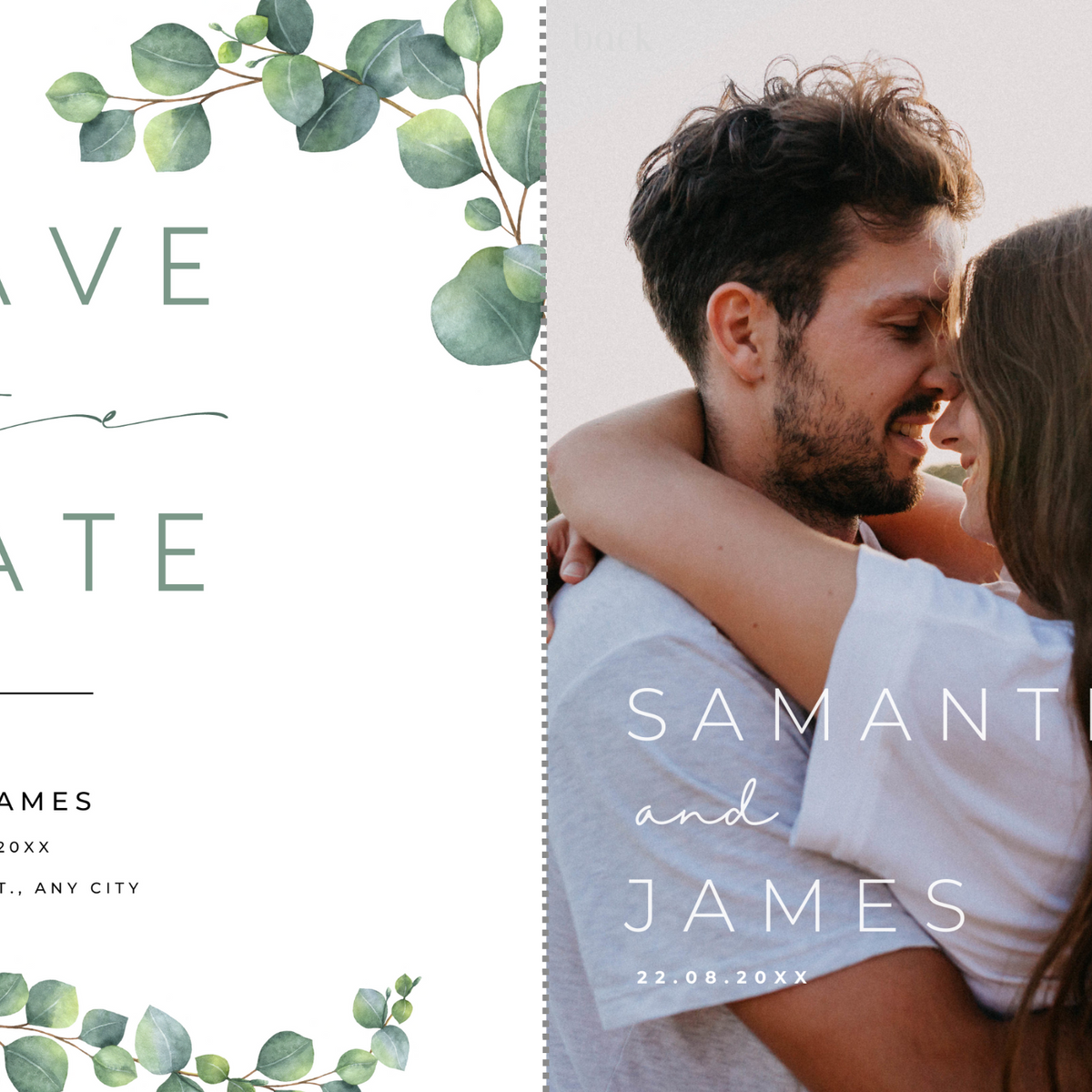 eucalyptus wedding save the date invites - affordable save the dates