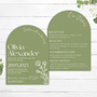 olive green arch wedding invites - affordable wedding invitations personalised