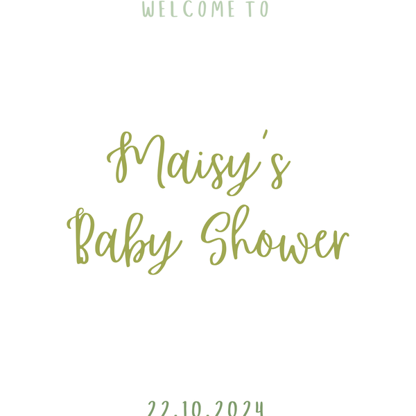 Green Baby Shower Welcome Sign