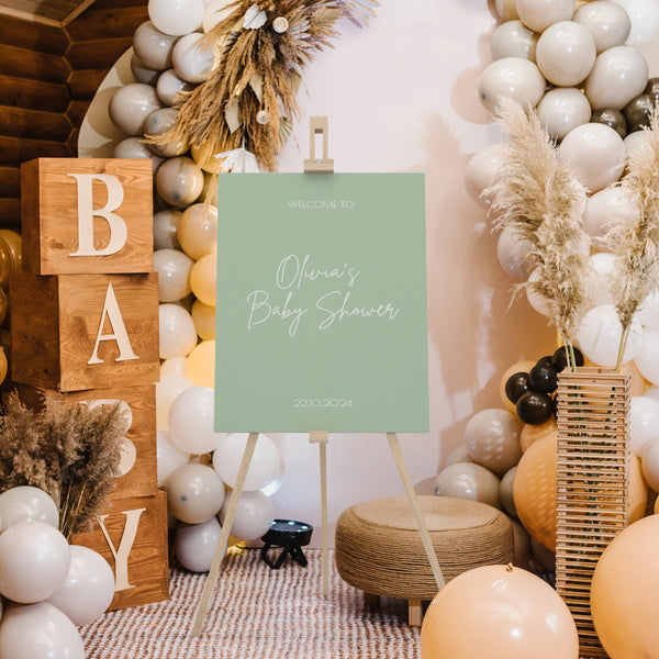 Solid Green "Oh Baby!" Baby Shower Welcome Sign