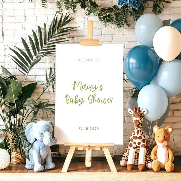 Green Baby Shower Welcome Sign