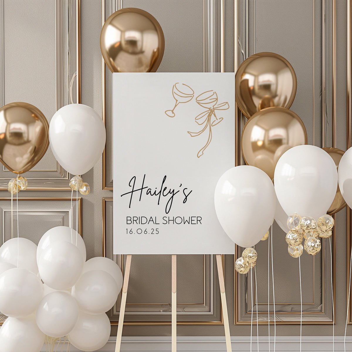 sophisticated bridal shower sign - personalised bridal shower signs UK