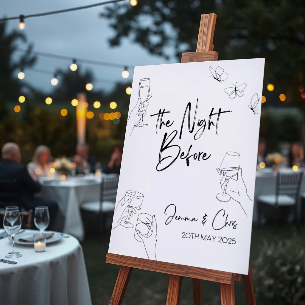 Hand-Sketched "The Night Before" Wedding Sign