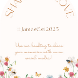 Fairytale floral Wedding Hashtag Sign for Reception Display - Personalised wedding hashtag social media sign