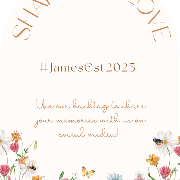Fairytale floral Wedding Hashtag Sign for Reception Display - Personalised wedding hashtag social media sign