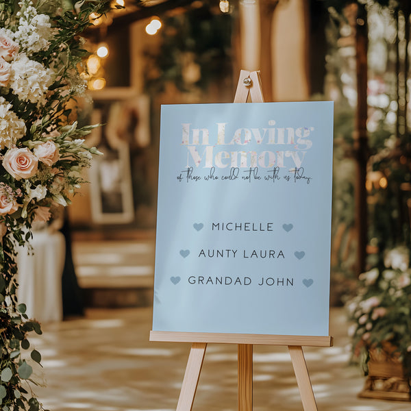 Pastels "In Loving Memory" Table Sign
