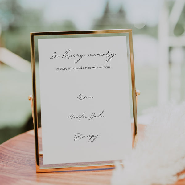 Dreamy In Loving Memory Table Sign for Wedding - pretty weddingmemory table sign 