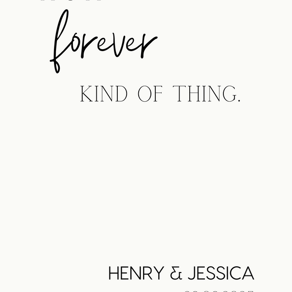 minimalist forever kind of thing wedding welcome sign - affordable wedding signage