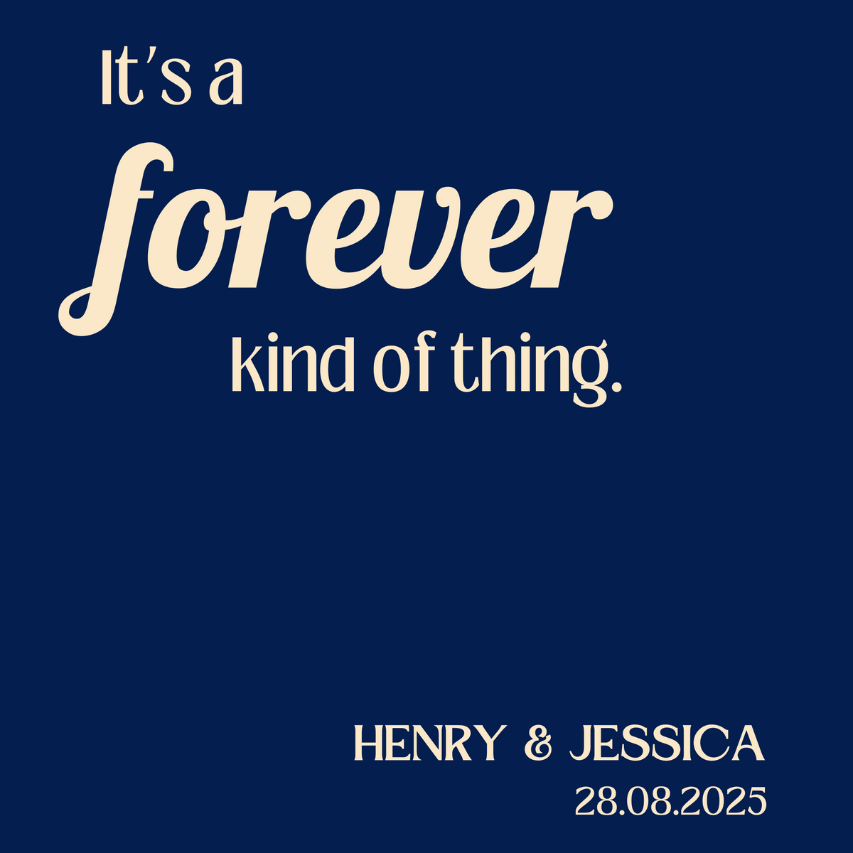 navy retro forever kind of thing wedding welcome sign - affordable wedding signage