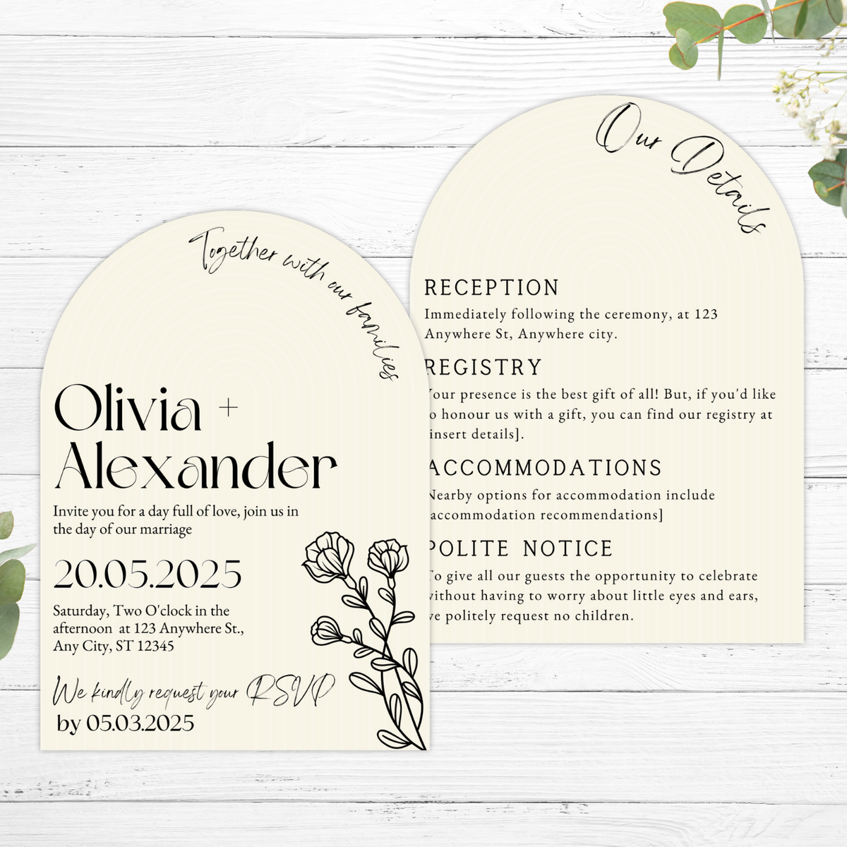 ivory arch wedding invites - affordable wedding invitations personalised