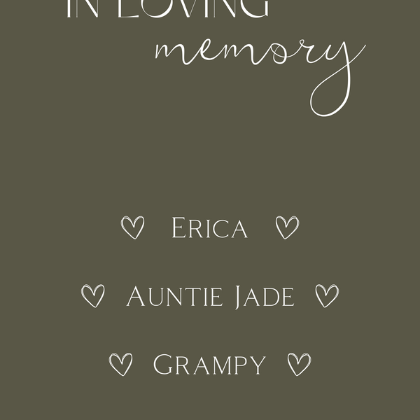 winter white in loving memory table sign for wedding | winter wedding sign