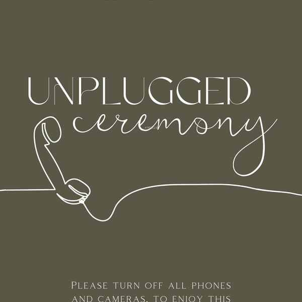 winter green unplugged ceremony wedding sign - unplugged wedding ceremony sign - custom winter wedding signage