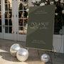 khaki pick a seat, not a side | winter wedding ceremony welcome sign | custom welcome board in green