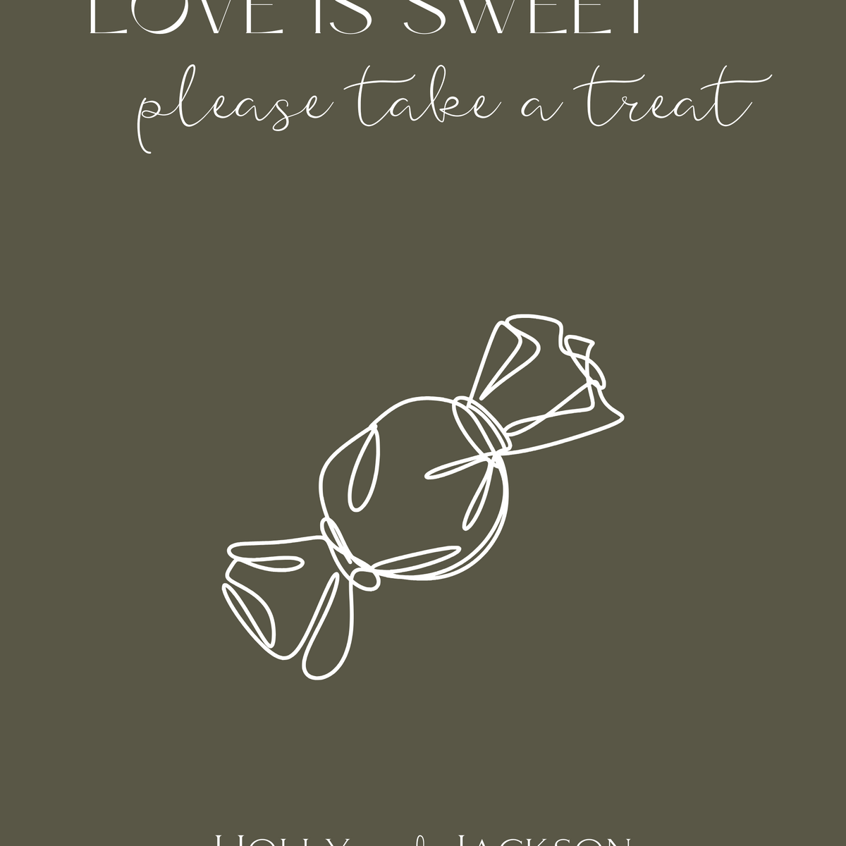 winter green love is sweet sign - wedding sweet table sign - love is sweet please take a treat sign for wedding