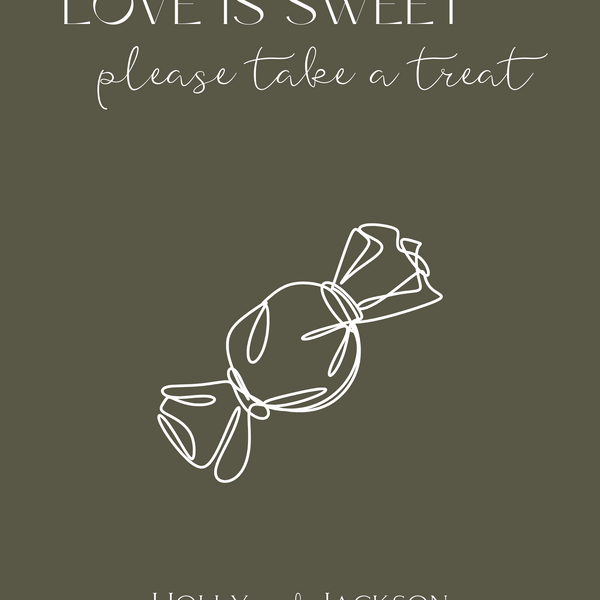 winter green love is sweet sign - wedding sweet table sign - love is sweet please take a treat sign for wedding