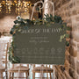 winter green order of the day wedding sign | custom order of the day | custom order of events winter wedding in khaki