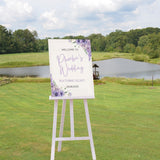 lavender style bride's wedding featuring groom sign - funny wedding welcome sign