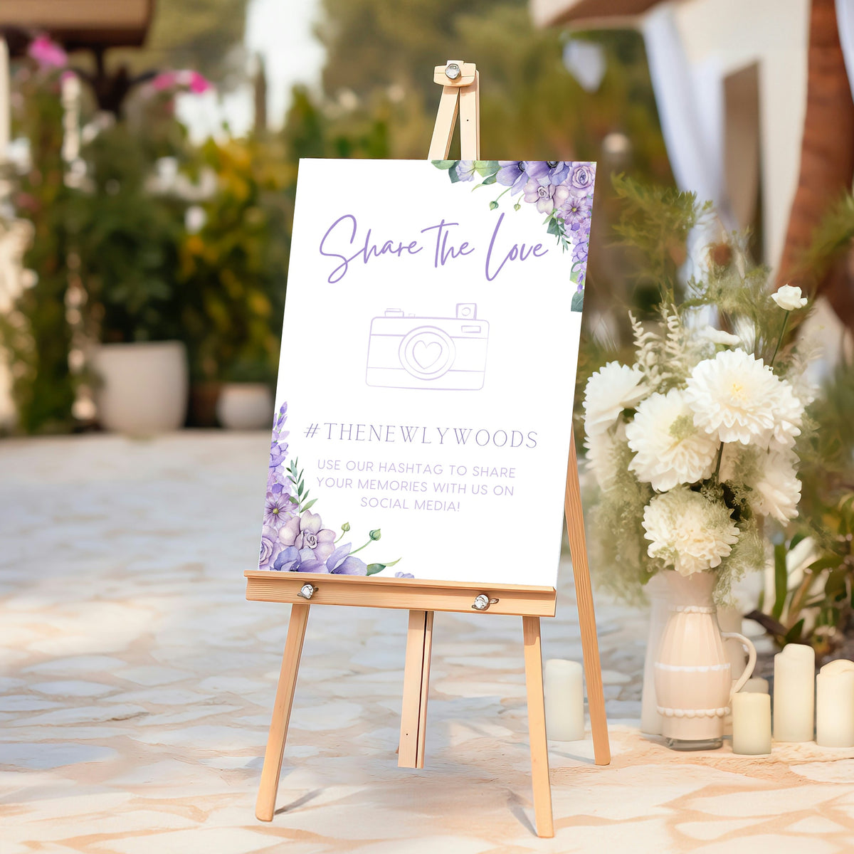 lavender wedding hashtag sign - personalised wedding signs cheap