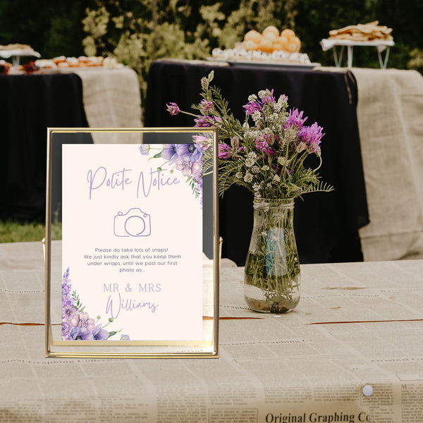 Lilac & Lavender Floral Polite Notice Sign