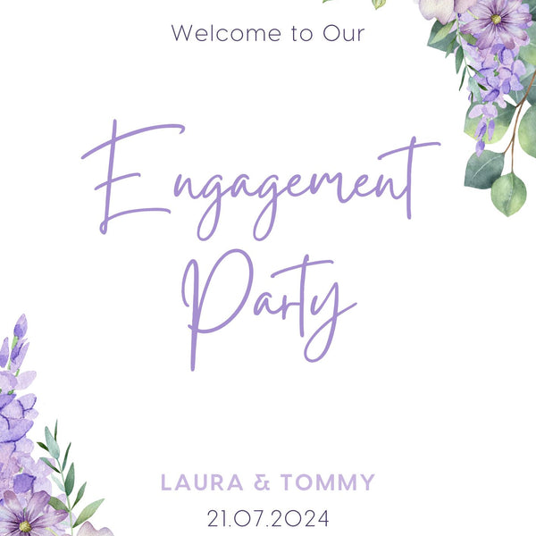 Lilac & Lavender Floral Engagement Party Sign