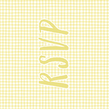 Personalised Limoncello QR code RSVP card A6 wedding stationery with yellow gingham design and playful script