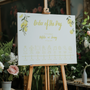 Limoncello wedding order of the day sign with lemon watercolour illustrations and yellow script text