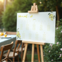 Limoncello wedding seating plan sign with lemon watercolour illustrations and yellow script text