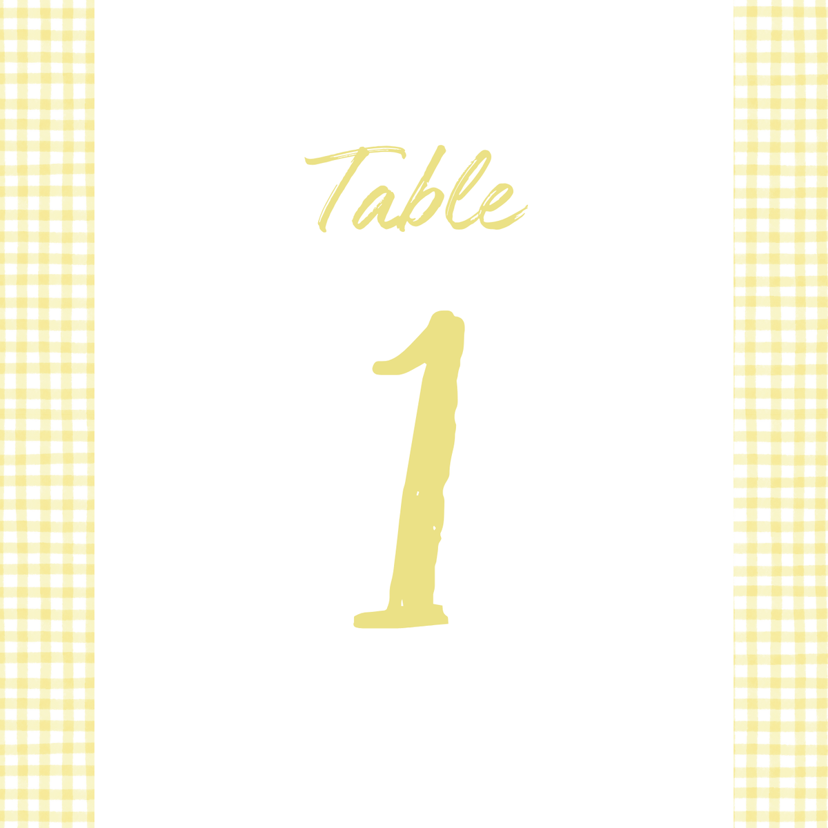 Limoncello wedding table number card with lemon watercolour illustrations and yellow script text