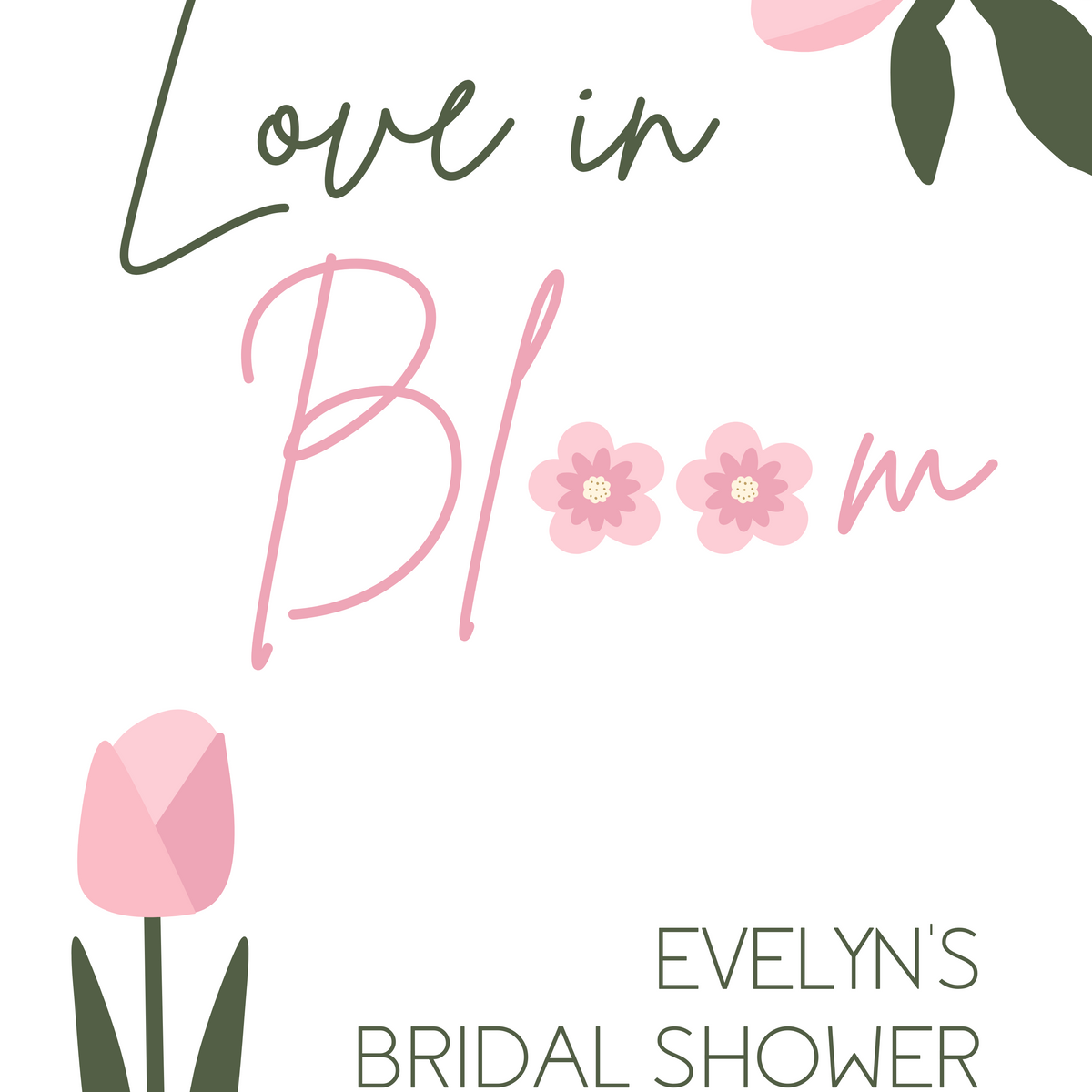 love in bloom bridal shower sign pink - personalised bridal shower sign