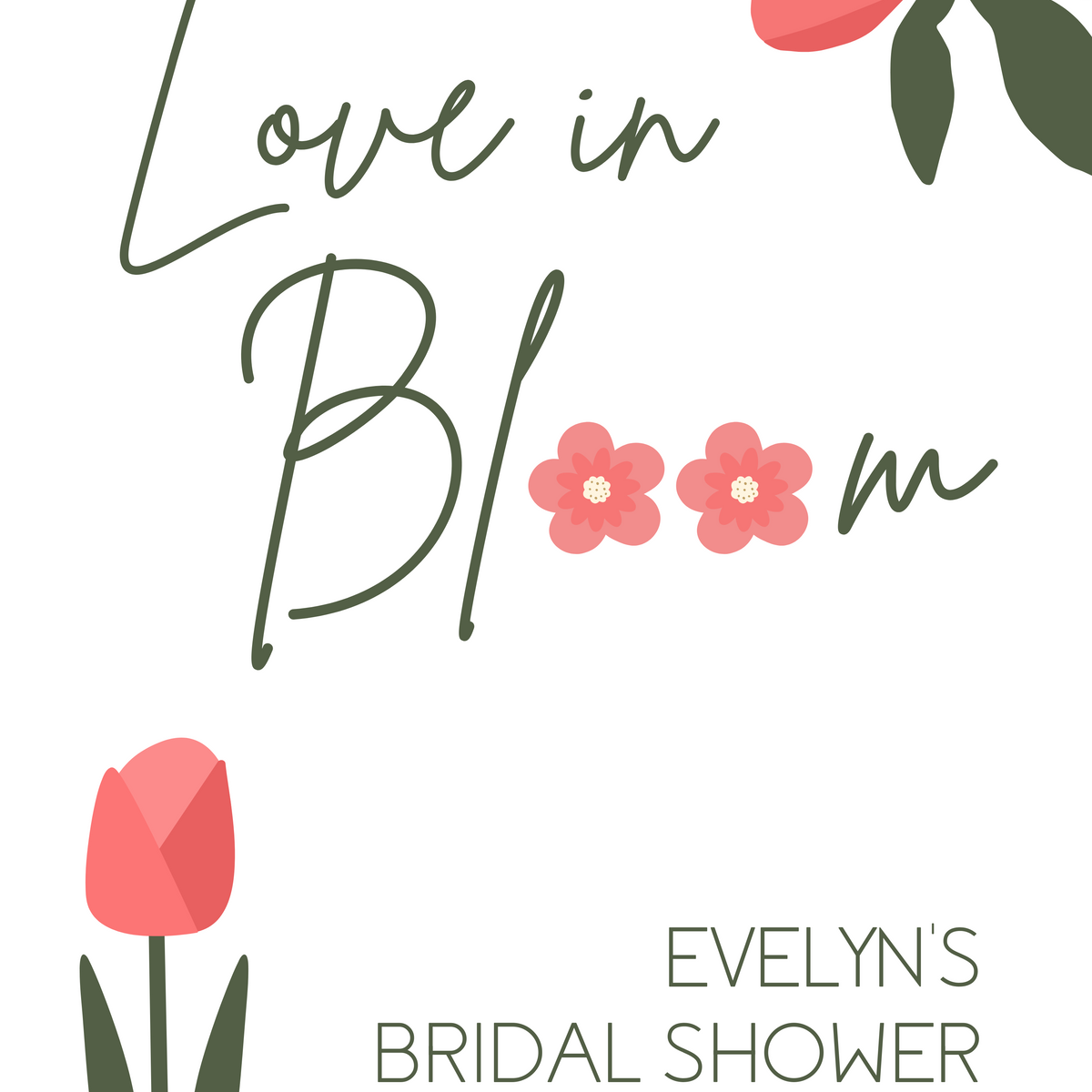 love in bloom bridal shower sign red - personalised bridal shower sign