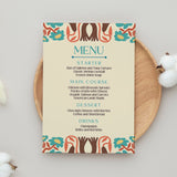 retro cream personalised wedding menu - affordable custom wedding menus