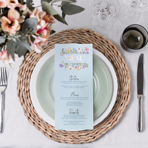 Pastels Wedding Menu