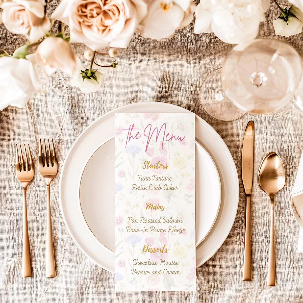 garden party wedding menu - affordable personalised wedding menus