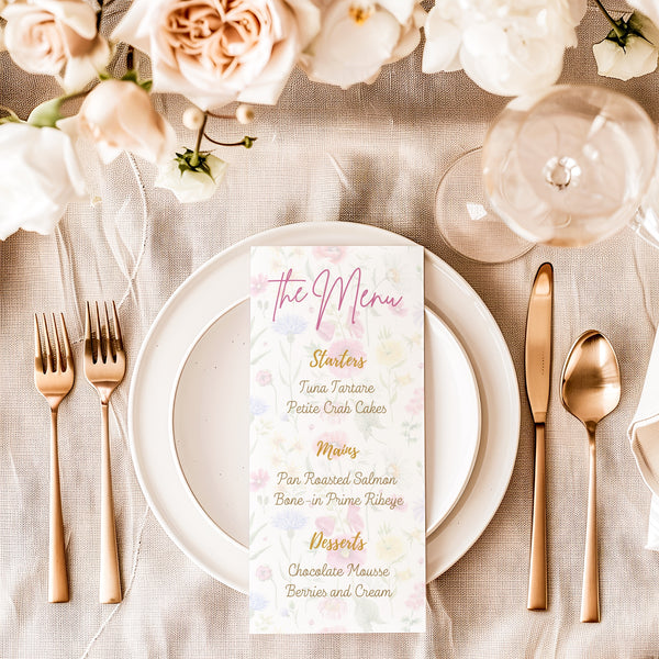 garden party wedding menu - affordable personalised wedding menus