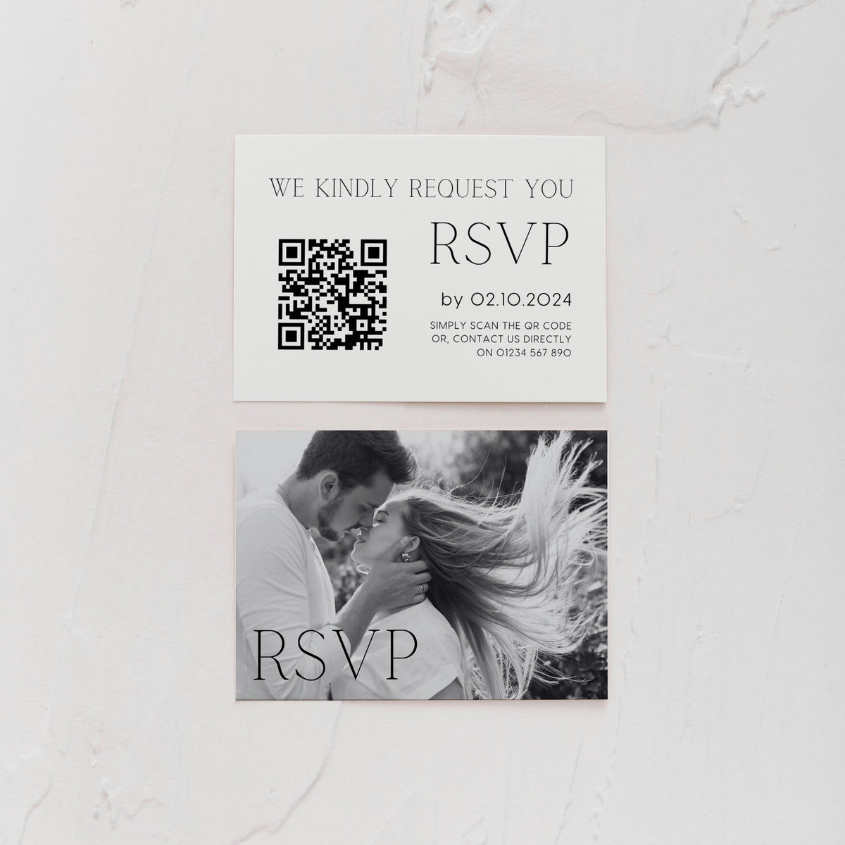 minimlaist wedding RSVP with QR - personalised wedding RSVPs invitations