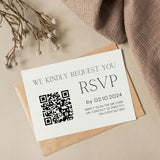 minimlaist wedding RSVP with QR - personalised wedding RSVPs invitations