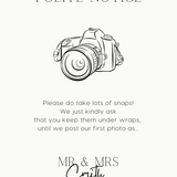 Minimalist polite notice wedding sign - Polite notice card for wedding display - luxury wedding signage