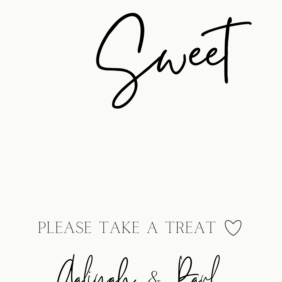 minimalist wedding sweet table sign - personalised love is sweet sign 