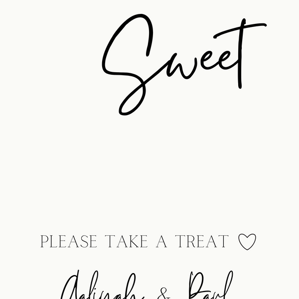 minimalist wedding sweet table sign - personalised love is sweet sign 