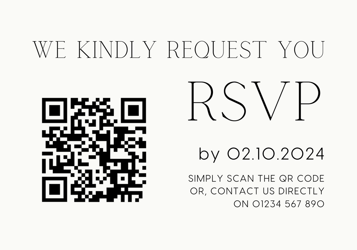 minimlaist wedding RSVP with QR - personalised wedding RSVPs invitations