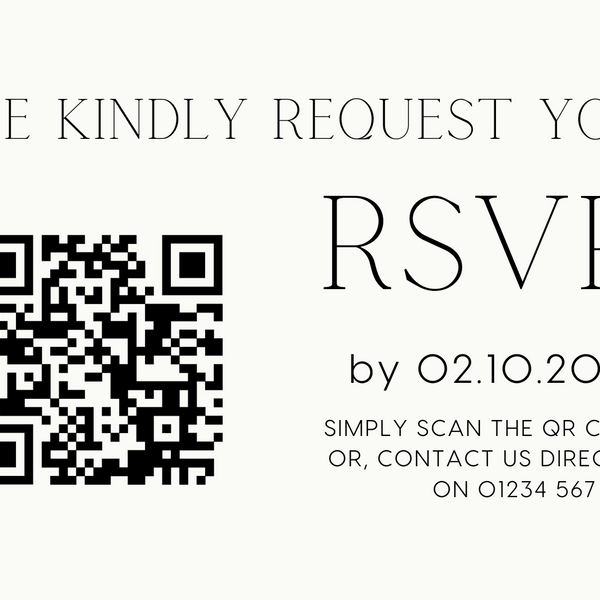 minimlaist wedding RSVP with QR - personalised wedding RSVPs invitations