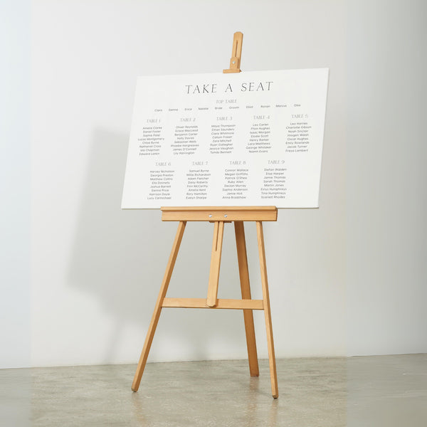 Minimalist White wedding seating plan personalised - custom wedding seating chart